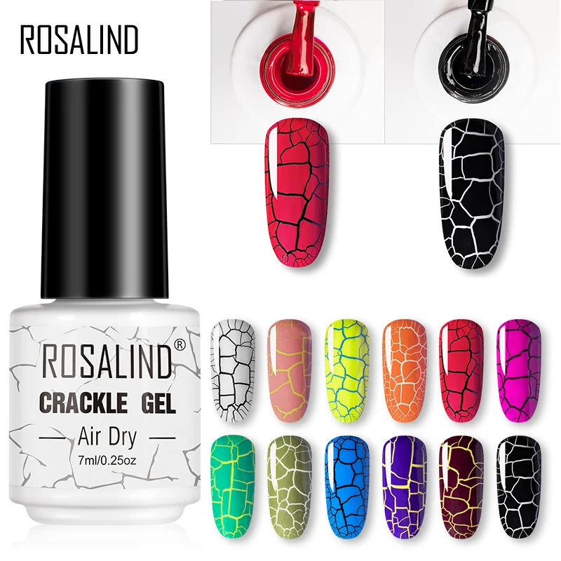 

ROSALIND Crack Gel Nail Polish Extension Color Base of Nail Varnish Hybrid Manicure Set for UV Led Semi permanent Base Top Coat