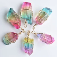 2020 new high quality natural rainbow crystal quartz irregular pendants for jewelry accessories making 6pcslot wholesale free