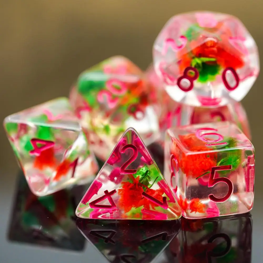 7 шт./компл. цветы игральные кости DND D & D4 D6 D8 D10 % D12 D20 многогранные игры Набор