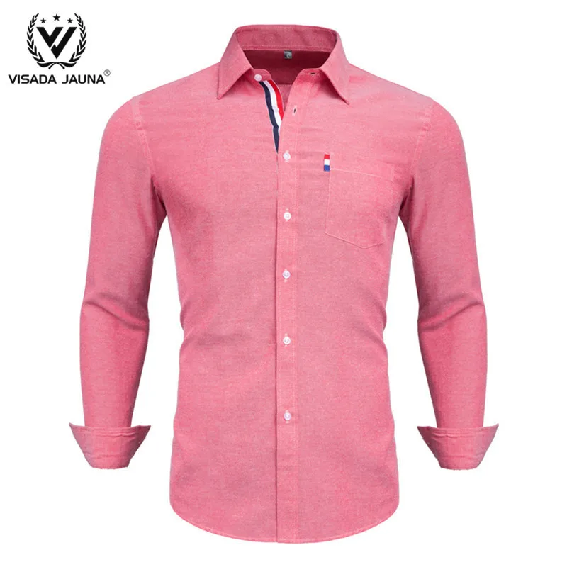 VISADA JUANA 2019 мужские рубашки с длинным рукавом плюс Размеры однотонные Цвет Для