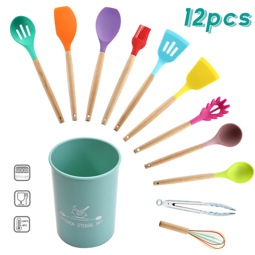 

12 штук/упаковка Кухонные принадлежности высокого Температура сопротивление силиконовый Кухонные принадлежности Набор антипригарных Посо...