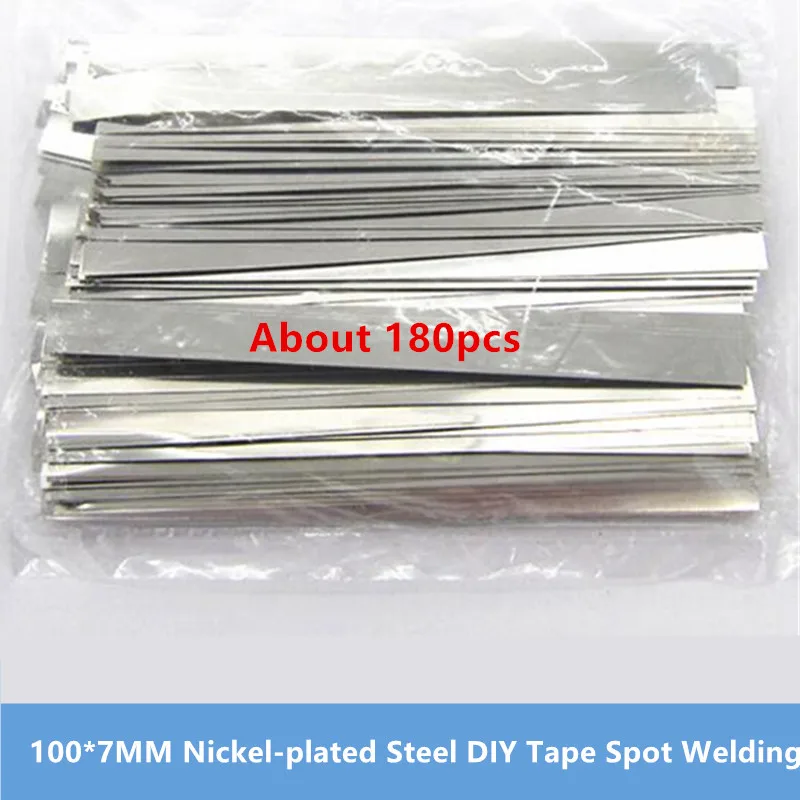 

100g around 180pcs 100*7MM 18650 Lithium Li-ion Battery Connector Nickel-plated Steel Nickel Sheet Strip DIY Tape Spot Welding