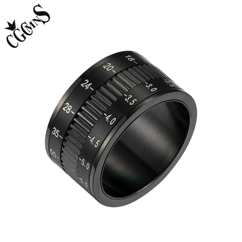 

Rotatable Lens of Camera Rings 316L Stainless Steel Punk Mens Jewelry