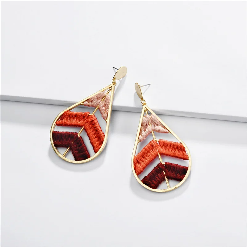 Модные ювелирные изделия цветные хлопковые плетеные серьги богемные в виде