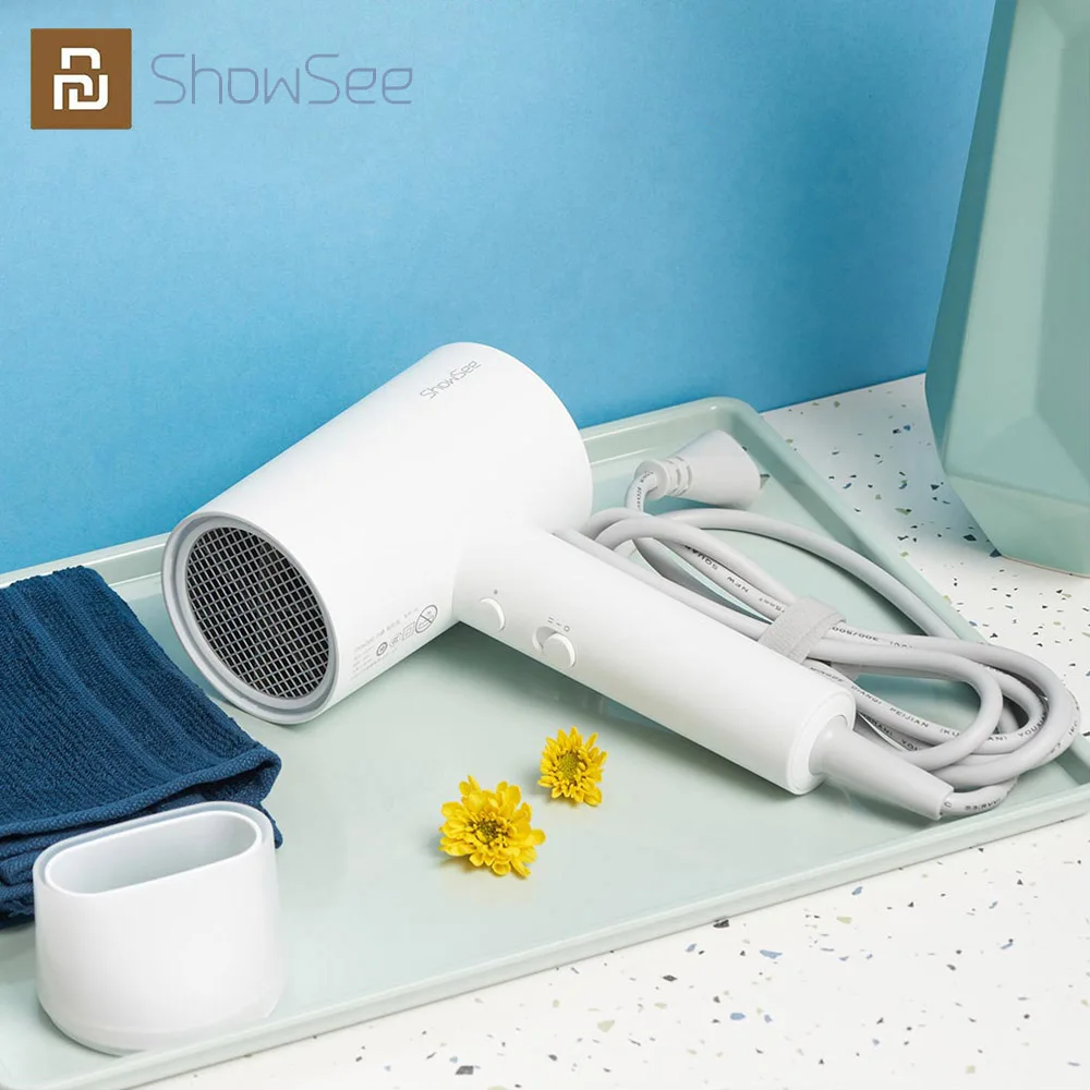 

Новинка XIAOMI SHOWSEE A1-W ионный фен горячий воздух стайлер 1800 Вт портативный профессиональный Быстросохнущий низкочастотный шумоподавляющий Фе...