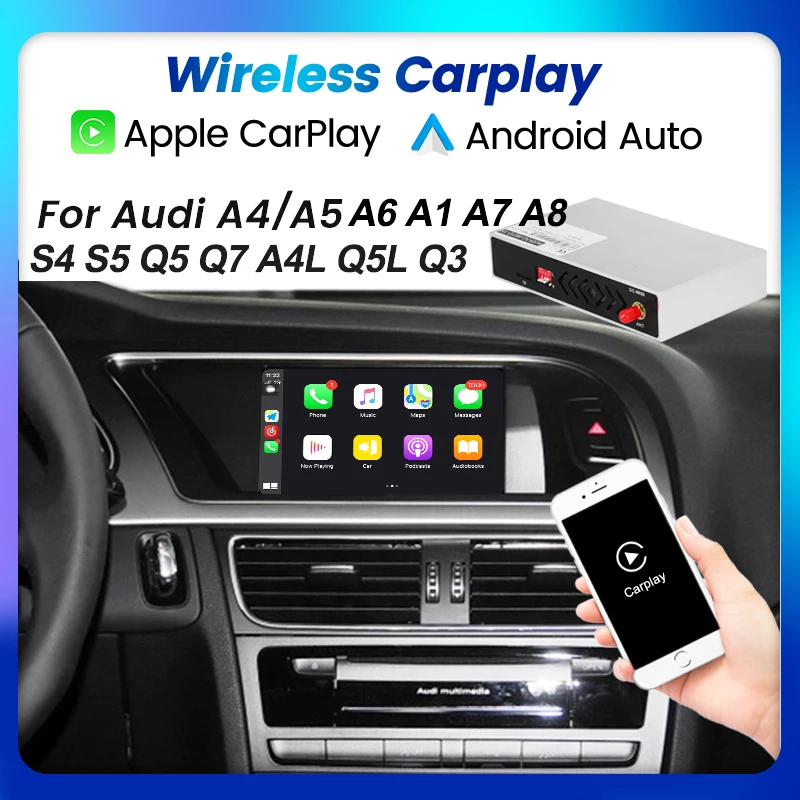 Беспроводной Apple CarPlay для Audi A1 A3 A4 A5 A6 A7 A8 Q3 Q5 Q7 MMI автомобиль MIB Play Android Auto Mirror Siri Control
