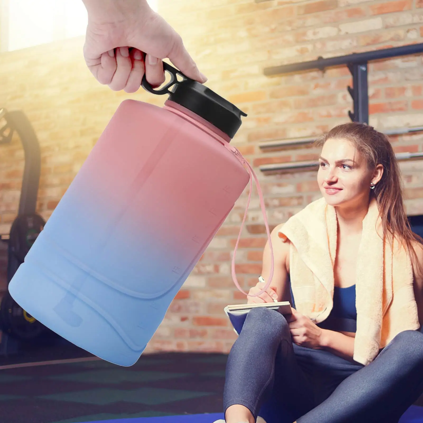 

Large 2.2L Motivational Water Bottle BPA Free Leakproof Bottle For Fitness Gym Outdoor Large Jug