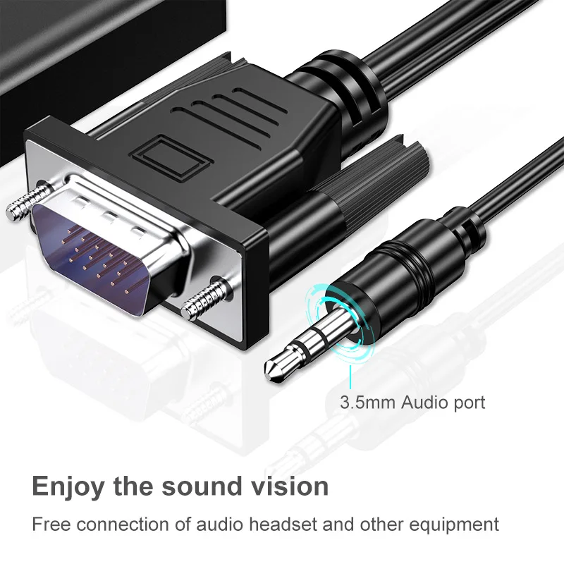 Full HD 1080P VGA к HDMI-совместимый преобразователь адаптер с аудиовыходом для ПК