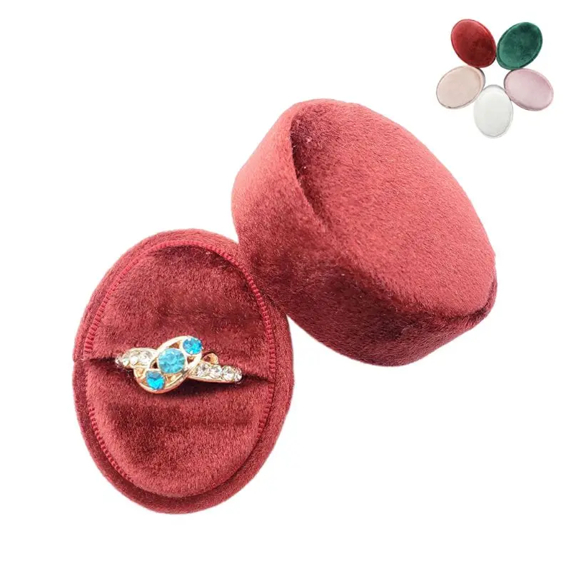 

Oval Velvet Ring Box Single Ring Display Holder with Detachable Lid Ring Box Holder for Wedding Ceremony