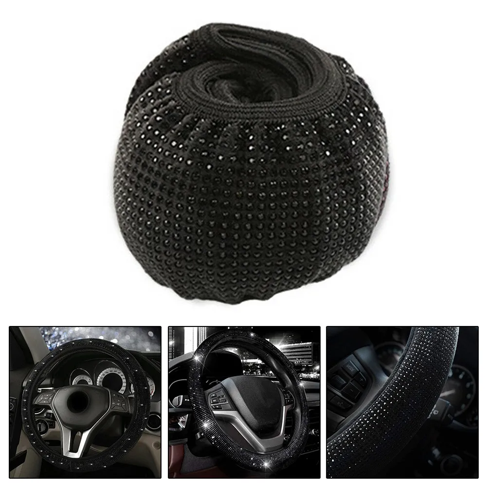 

Accessory Car Steering Wheel Cover Bling Crystal Diamond Interior Parts Replacement