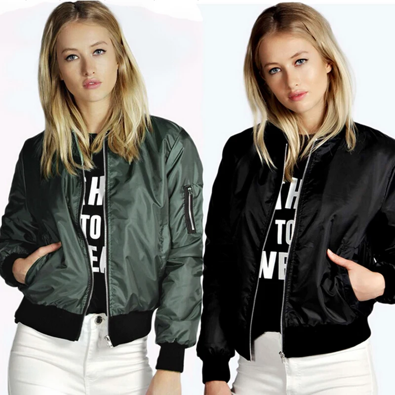 Харадзюку Женская ветровка с длинным рукавом на молнии Весенние жакеты круглым