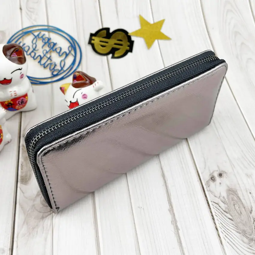 

Embroidery Butterfly Wallet Plain PU Leather Silver Wallet for Women Fashion Zipper Card Holder Money Bag Wholesale