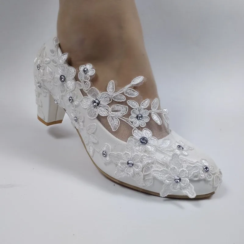 Женские свадебные туфли классические для подружки невесты на толстом каблуке 2020