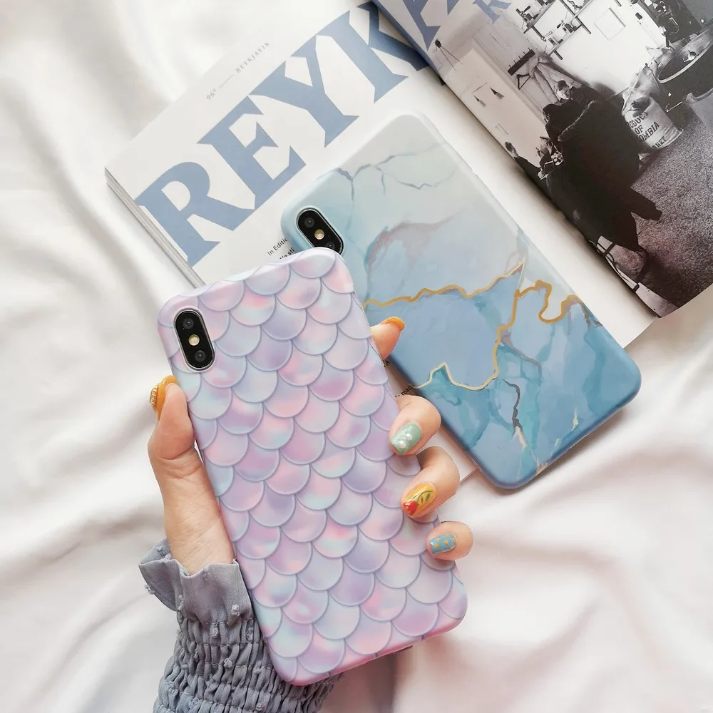 Чехол для телефона Fish scale iPhone SE 2020 11 Pro X XS Max XR 6 7 8 Plu мягкий чехол задняя крышка