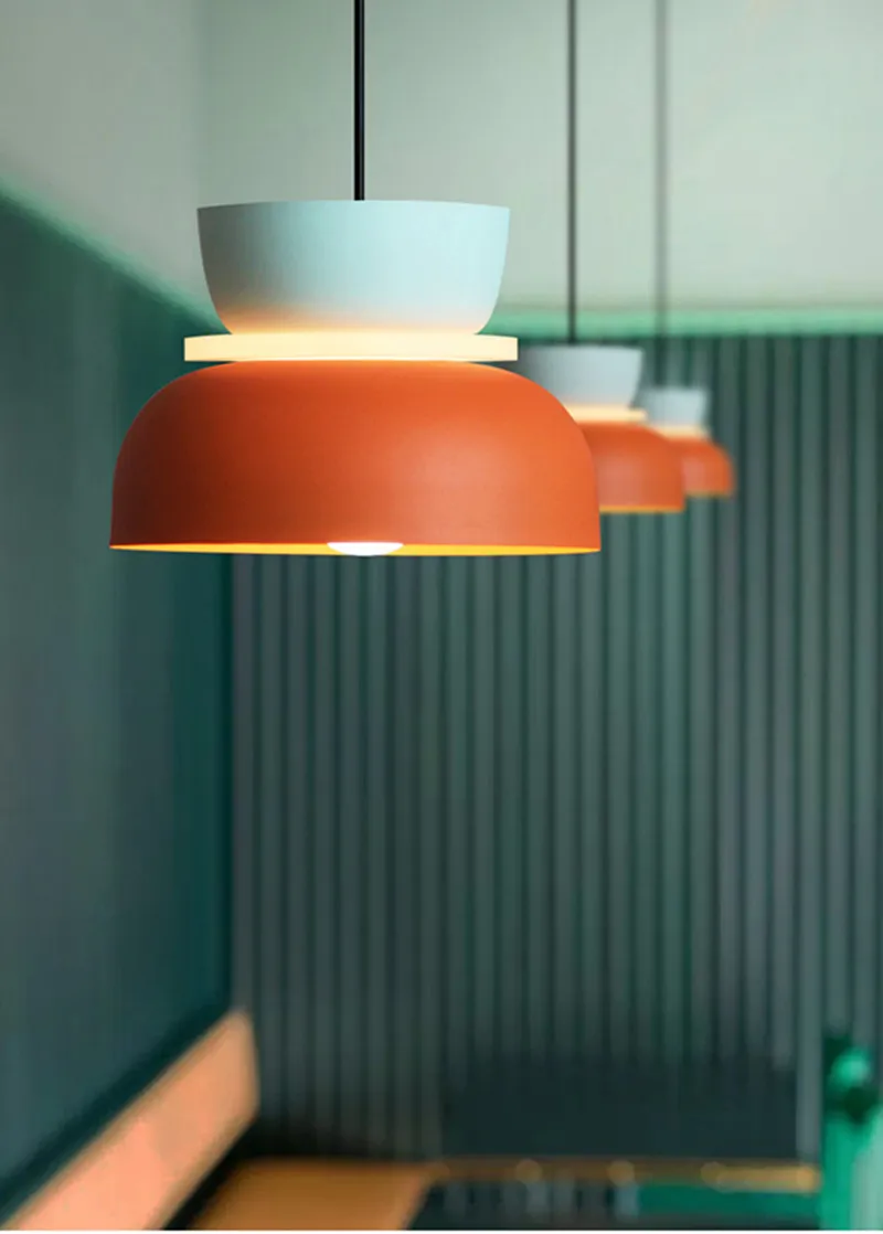 

2019 NEW Simple Scandinavian Restaurant Lights Modern Bar Bedroom Warm Macarons Chandelier Iron + Acrylic