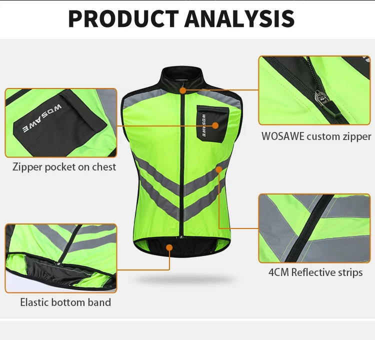 WOSAWE мотоциклетный светоотражающий жилет куртка с высокой видимостью для