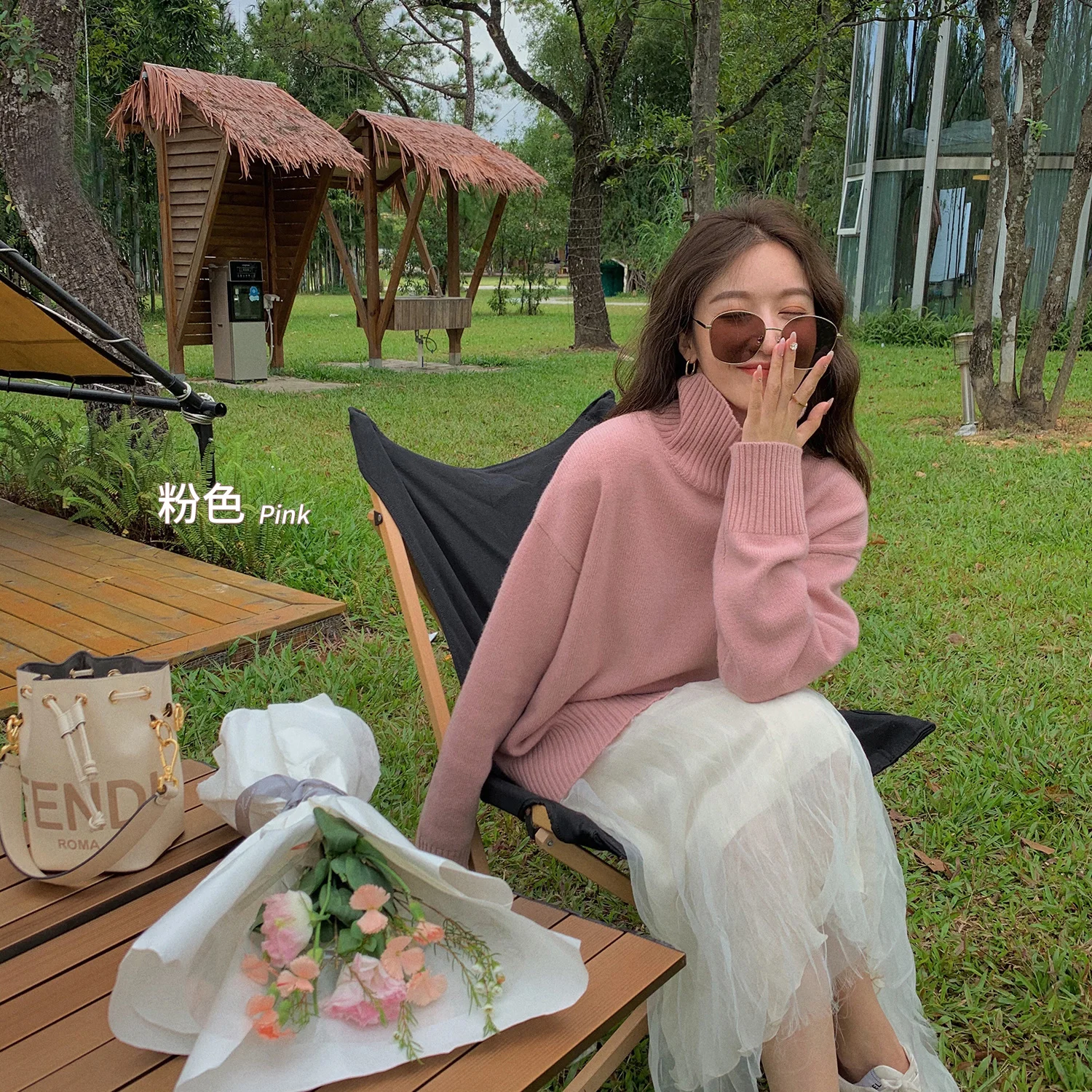 

Turtleneck sweater women wear loose loose and lazy white inside