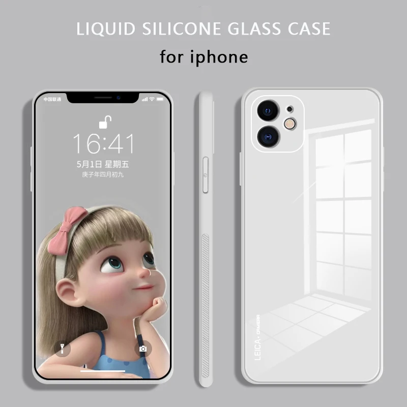 

Candy Color Liquid Silicone Glass Case for iPhone 11 Pro Max 7 8 6 6s Plus XR X XS MAX SE 20 Tempered Glass Cover for iphone 11
