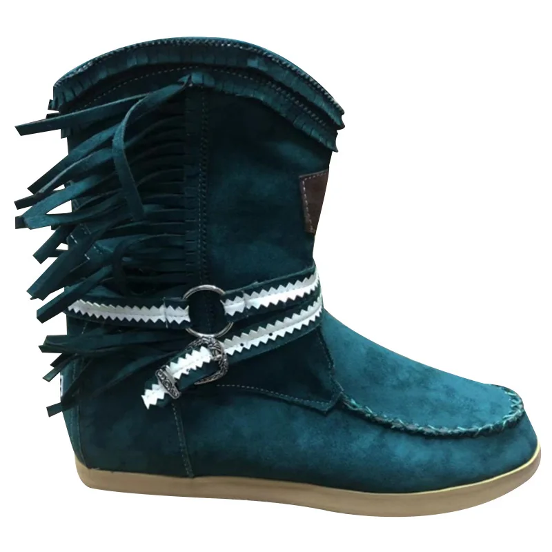

Rome Style Women Boots Ethnic Ankle Boots Winter Warm Fashion Suede Tassel Short Boot Flat Fringe Pleated Shoes 2019 New K2
