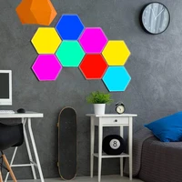 remote control honeycomb modular assembly touch wall lamp diy rgb hexagonal quantum lamp night light for bedroom decor lighting