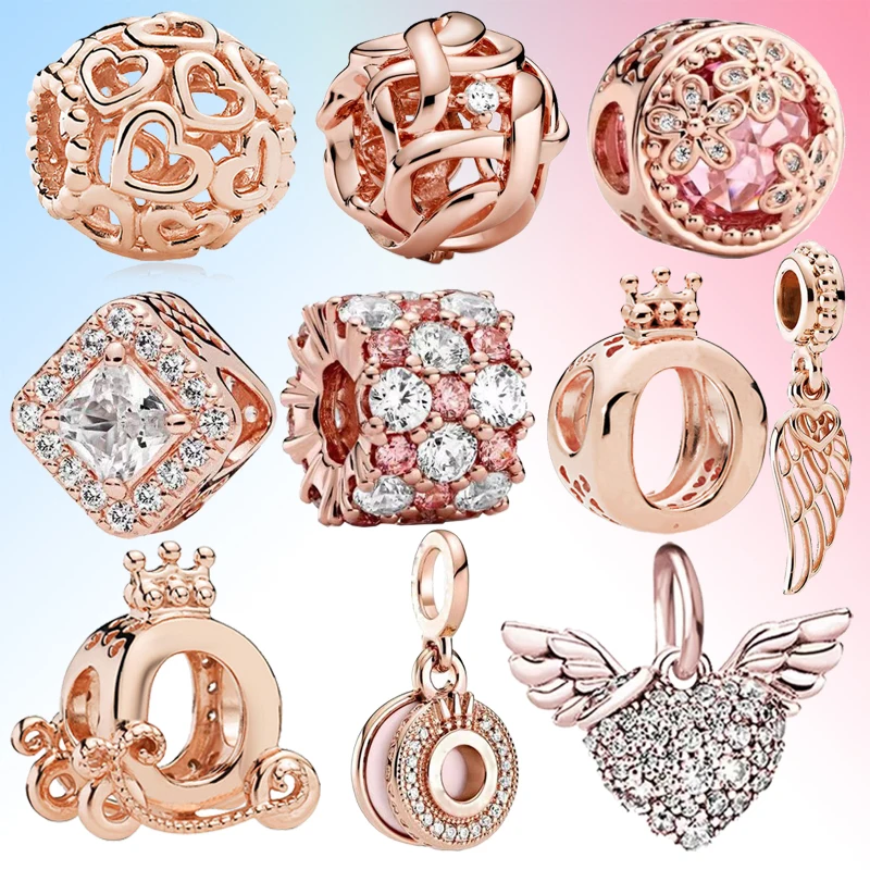 

2021 Hollow round feather flower Pendant Charm bead Bijoux 925 Silver Palace square Fit Original Pandora Bracelet Jewelry Making