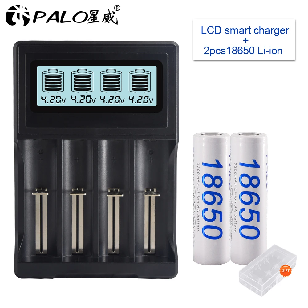 2pcs and charger 18650 Батарея 3,7 V 3200mAh литий-ионная аккумуляторная батарея для светодиодной вспышки светильник батарея 18650 батарея+ USB зарядное устройство для 18650 - Цвет: 2pcs and charger