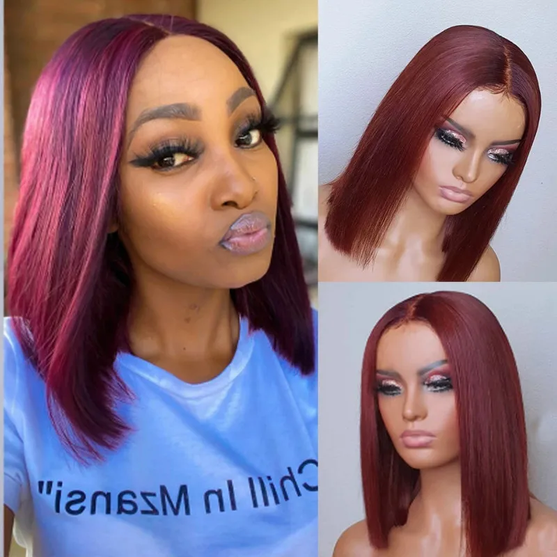 

Synthetic Straight Short Bob 99J Wig Synthetic 99J Hair Color Bob Women's Wigs Short Bob Natural Hair For Black/White Women