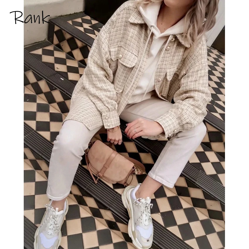 

Rank 2020 Autumn Chic Ladies Streetwear Loose Shirt Women Vintage Oversize Plaid Long Shirts Elegant Female Outfits Girls Blouse
