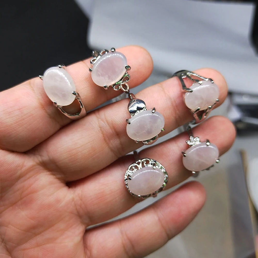 

15PCS Vintage Pink Natural Purple Gemstone Ring For Women Fashion Jewelry Classic Mixed Style Wholesale