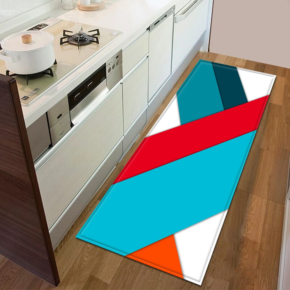 Kitchen Mat Bedroom Entrance Doormat 3D Geometric Pattern Home Floor Decoration Living Room Carpet Bathroom Non-Slip Rug