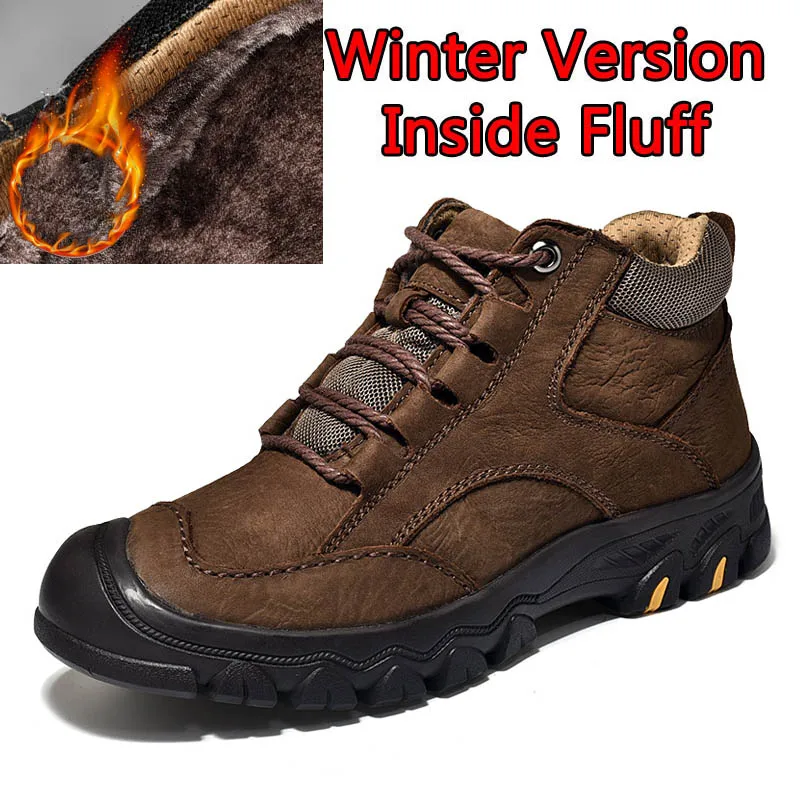 Winter Brown SURGUT/Зимние военные тактические ботинки для мужчин; кожаные уличные кроссовки с круглым носком; мужская повседневная обувь для пустыни; большие размеры 38-46 - Цвет: Winter Brown