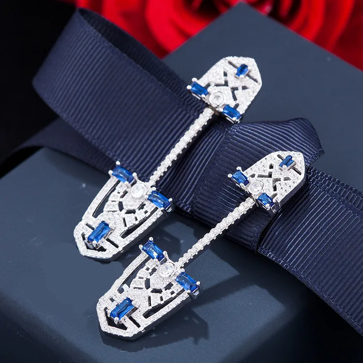 Франция Мода ювелирный бренд дизайн 925 стерлингового серебра щит Форма серьги