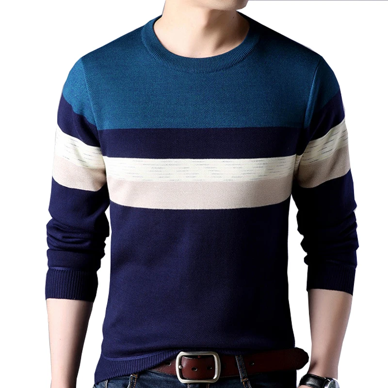 Warm Winter Striped Sweater Men 2019 Thick Men's Pullover Plus Size Slim Long Sleeve Fleece 4XL | Мужская одежда