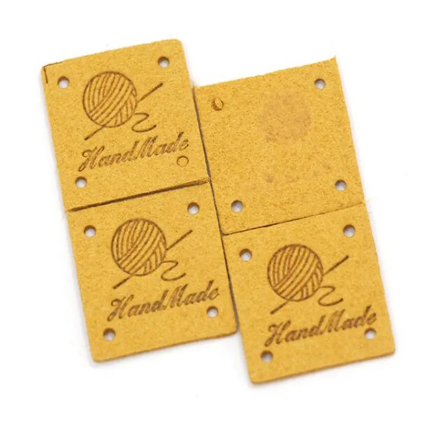 Квадратные этикетки ручной работы для одежды из искусственной кожи 20 шт. | Дом и