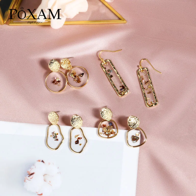 Женские акриловые геометрические круглые серьги POXAM винтажные элегантные