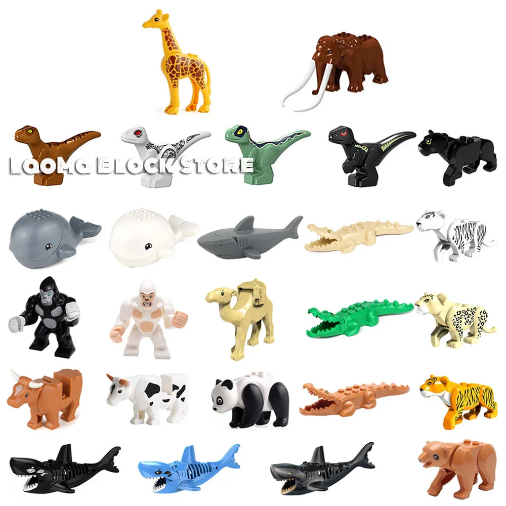 

Fit Locking Animals Toys Blocks Leopard Shark Crocodile Whale Toy For Children Kids Compatible With Animals Lockings Figures
