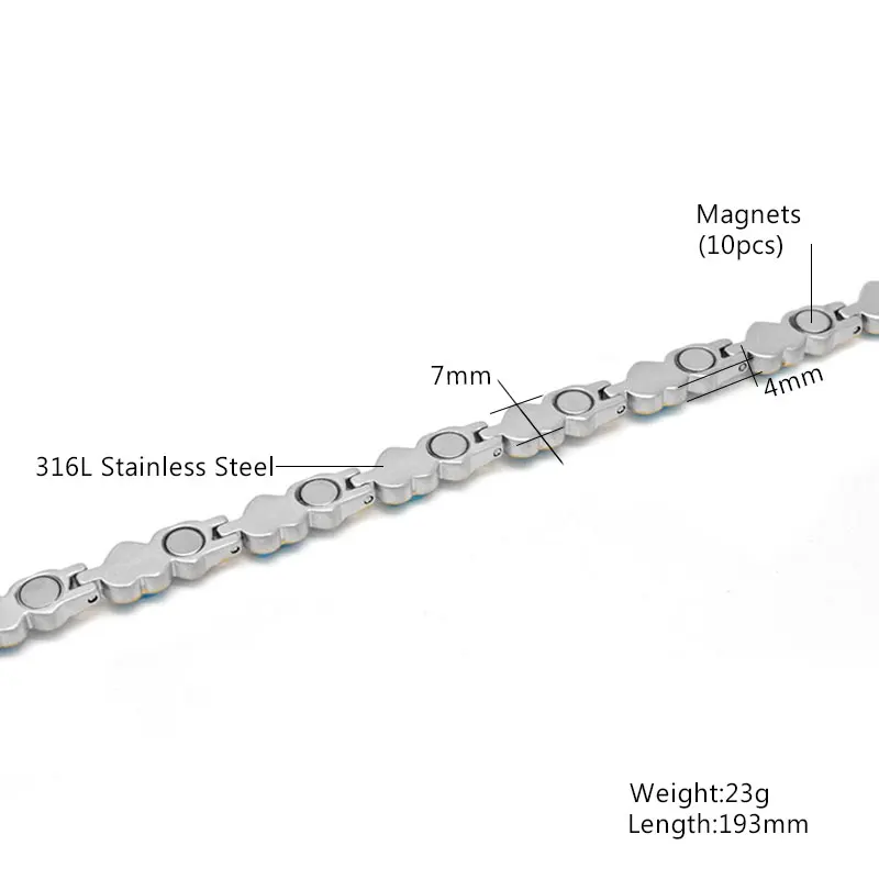 Женский Классический магнитный браслет Escalus серебряный на запястье с камнем в