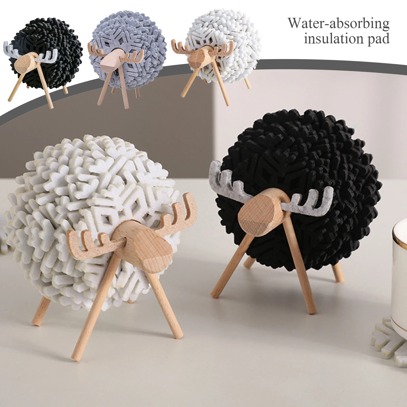 Подставки под чашки в форме овечки Нескользящие изолированные круглые войлочные