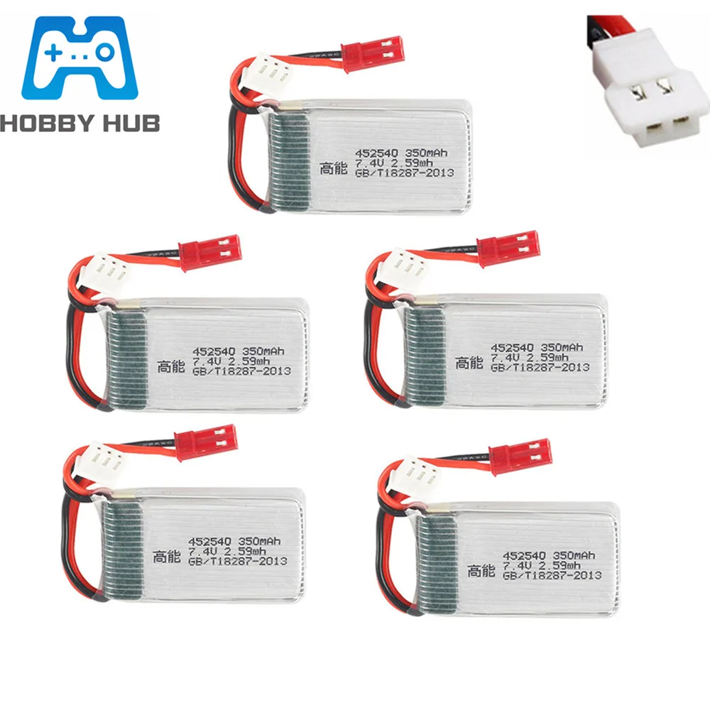 

7.4v 350mAh Lipo Battery For MJX X401H X402 JXD 515 515W 515V RC Mini FPV Drone Helicopters spare parts 2s battery 5pcs