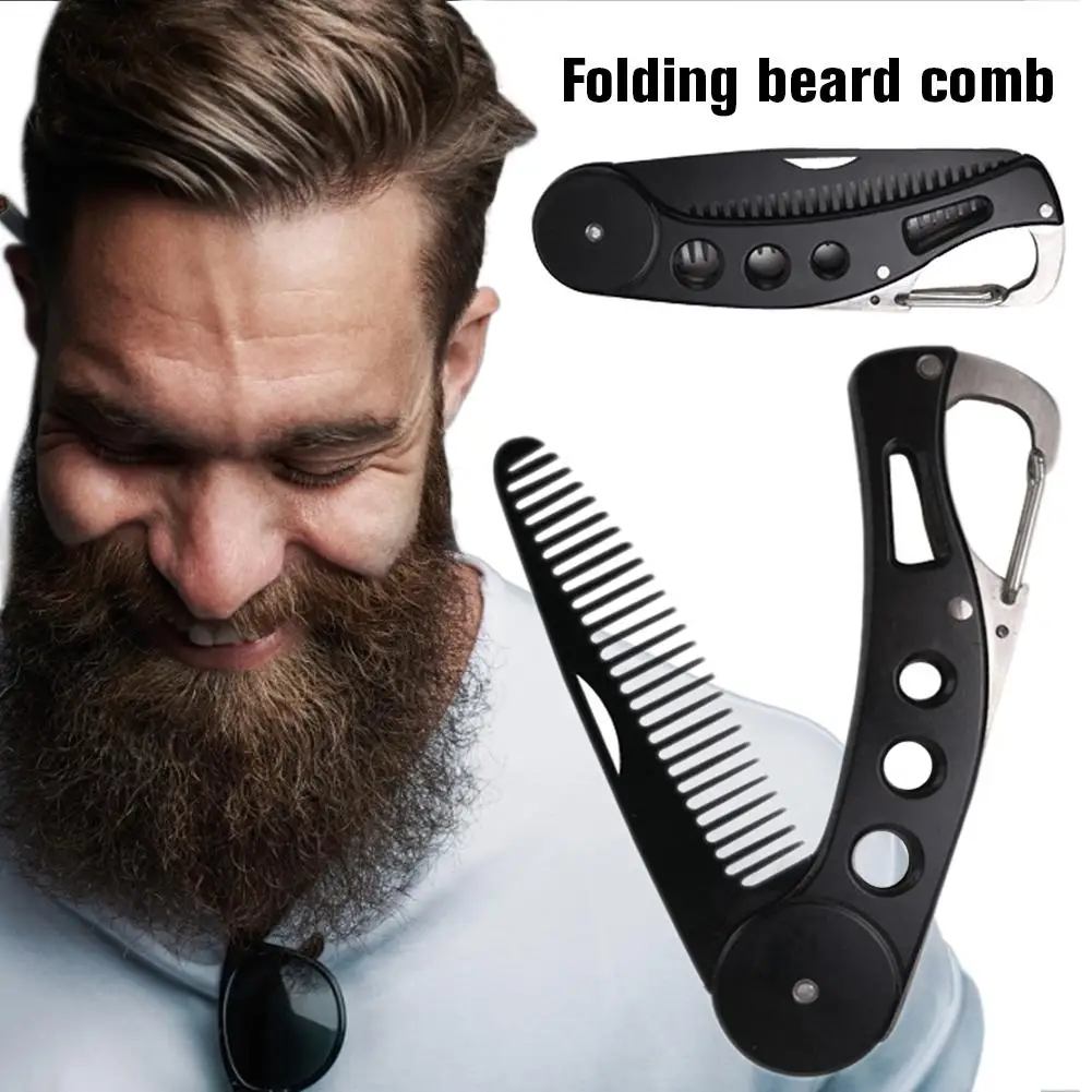 

Stainless Steel Beard Folding Comb For Men Folding Comb With Bottle Opener