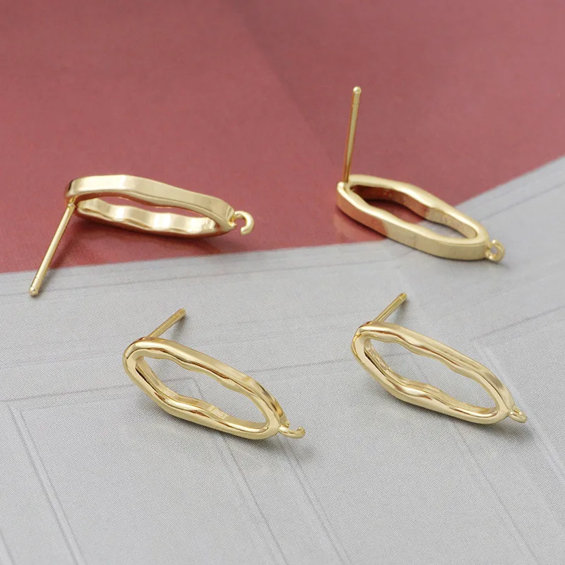 

6Pcs 18k Golden Distorted Oval Shape Earrings Base Connectors Linker Diy handmade Jewlery Making