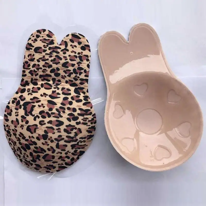 

1 Pair 2 Colors Reusable Leopard Thin Push Up Silicone lingerie Strapless Cover Accessories Adhesive Bra Nipple Chest Pads S9Z5