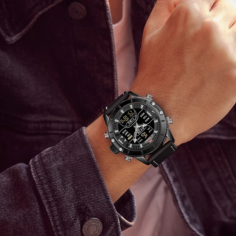 Часы NAVIFORCE Мужские кварцевые водонепроницаемые спортивные цифровые | Наручные