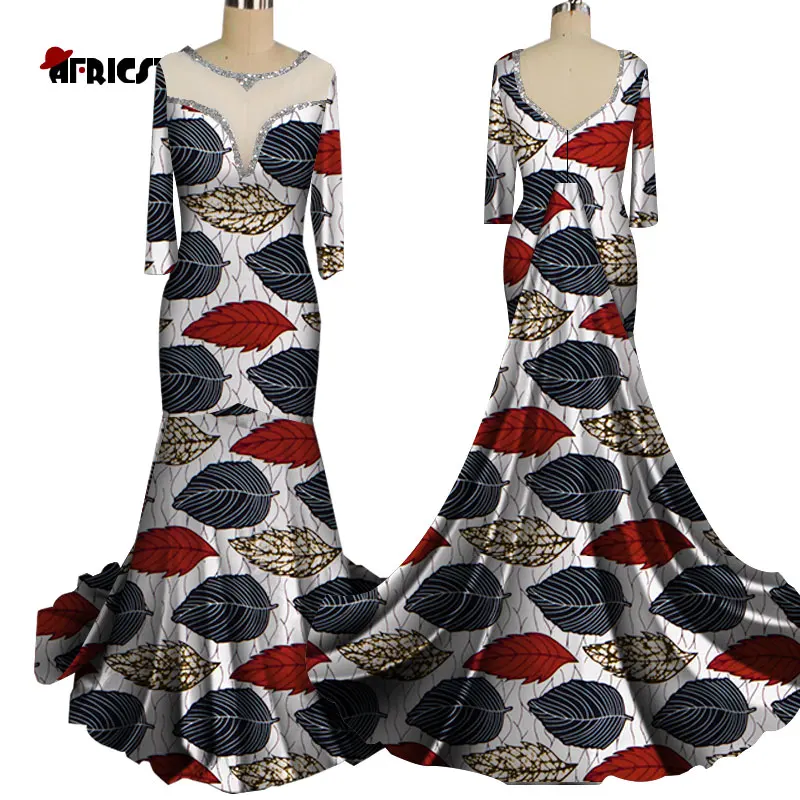 2020 African dress African v-neck floor-length dress African floor-length dress Fashionable dress Party dress wy6011