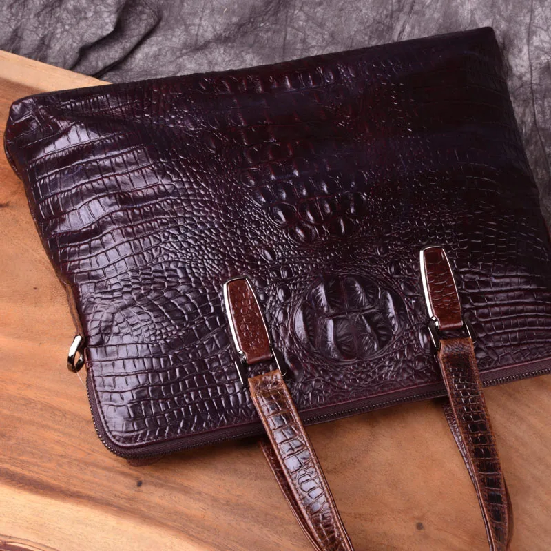 AETOO мужской портфель с крокодиловым узором кожаная мужская деловая сумка