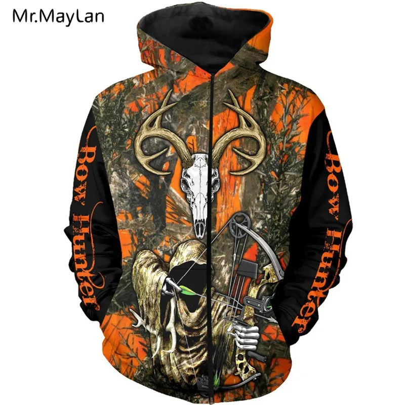 

Bow Deer Hunter Camo 3D Printed Jacket Men/women Harajuku Hoodie Unisex Casual Streetwear Sweatshirt Pullover sudadera hombre