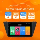 Автомагнитола 2DIN, 2 + 32 ГБ, Android 11, Мультимедийный проигрыватель с GPS навигацией для Volkswagen VW Tiguan R-line Touran 2017 2018 2019 WIFI BT