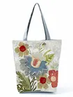Классическая сумка с цветочным принтом, мультяшная вместительная сумка для покупок, Женская Экологически чистая многоразовая сумка через плечо, Ретро сумка-тоут с индивидуальным рисунком