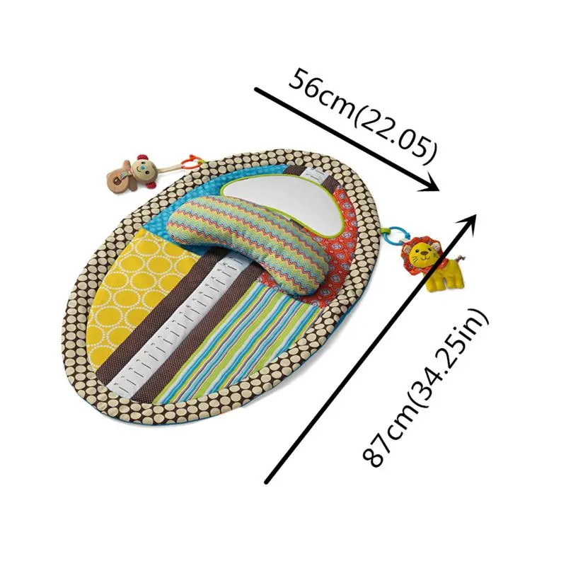 

Tummy Tummy Time Activity Play Mat - Ergonomic Plush Pillow - Baby Mirror - Squishy Toys - Changing Pad - Height Measure Chart