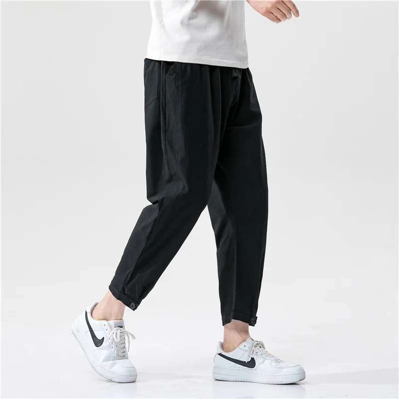

2020 New Casual Men's Cotton and Linen 9 Points Pants Linen Young Men's Harem Pants Small Feet Men's Pants Wholesale